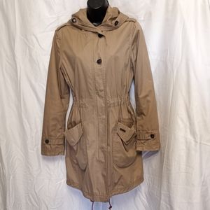 WOOLRICH Tan Cotton Short Trench-ish Coat w/Hood